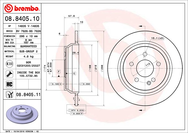 Brembo Painted Brake Disc, 08.8405.11