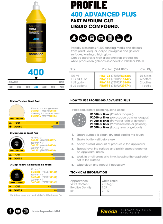 Profile 400 Advanced Plus Liquid Compound 100g