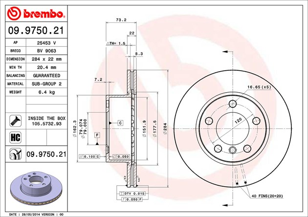 Brembo Painted Brake Disc, 09.9750.21
