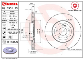 Brake Disc Rear Vented For Mercedes C-Class CLS E-Class GLC BREMBO 09.D531.13