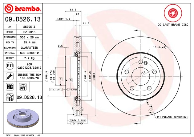 Brembo Painted Brake Disc, 09.D526.13