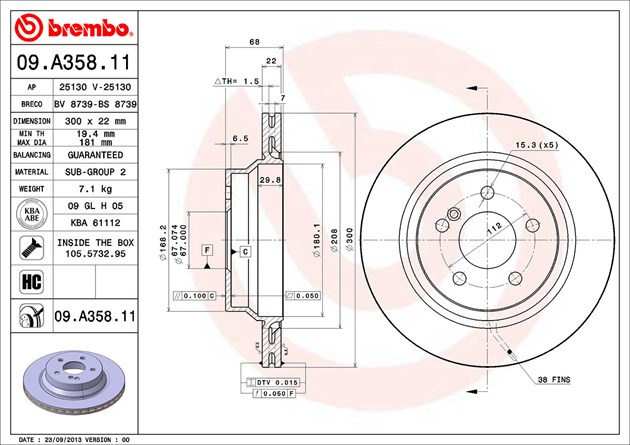 Brembo Painted Brake Disc, 09.A358.11