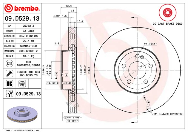 Brembo Painted Brake Disc, 09.D529.13