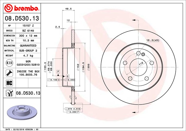 Brembo Painted Brake Disc, 08.D530.13