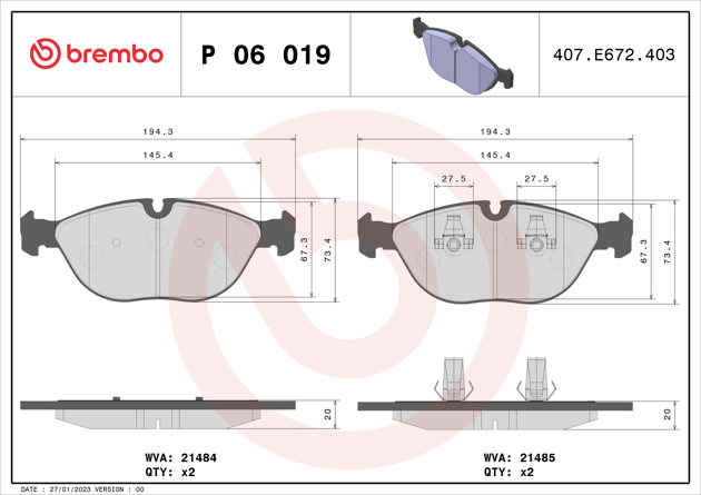 Brembo Brake Pad, P 06 019