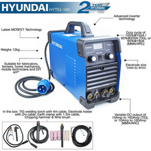 Load image into Gallery viewer, Hyundai 160 amp TIG/MMA/ARC Inverter Welder, 230V Single Phase