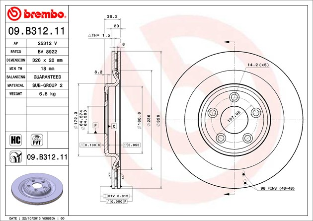 Brembo Painted Brake Disc, 09.B312.11