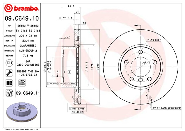 Brembo Painted Brake Disc, 09.C649.11
