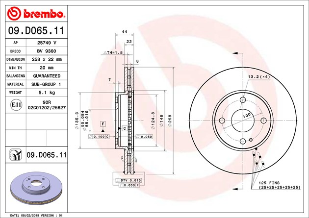 Brembo Painted Brake Disc, 09.D065.11