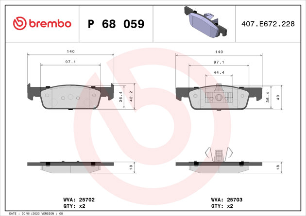 Brembo Brake Pad, P 68 059