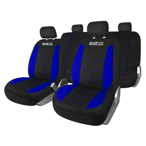 Sparco 9 Piece Seat Cover Set Black/Blue