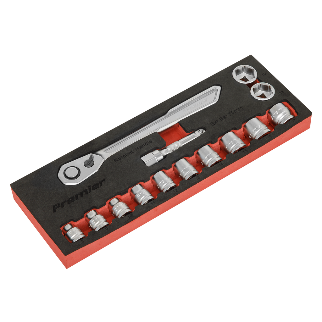 Sealey 3/8" Sq Drive Metric Low Profile Socket Set 14 Piece - AK5785