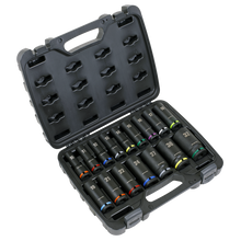 Load image into Gallery viewer, Sealey 16 Piece Impact Socket Set 1/2" Sq Drive Deep Metric - AK5818M