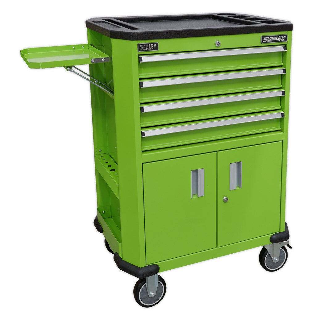 Sealey 4 Drawer Tool Trolley, 2 Door Cupboard & Shelf - AP980MTHV