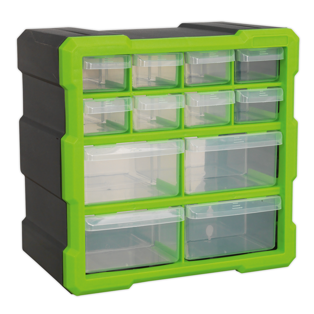 Sealey 12 Drawer Cabinet Box Hi-Vis Green/Black - APDC12HV