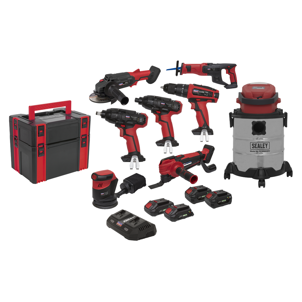 Sealey 8x 20v SV20 Series Cordless Tool Combo - CP20VCOMBO4